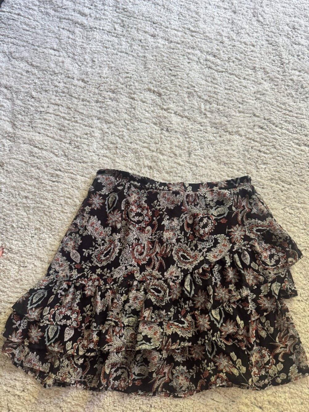 Black Flowy A Line Mini Skirt Size XS